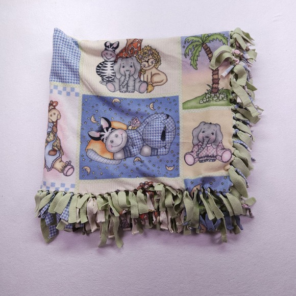 Safari Jungle Zoo Animals Blanket 45x42" Fleece Baby Unisex Crib Lap Cute - Picture 3 of 8